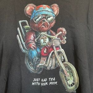 Teddy Fresh black long sleeve flames motorcycle